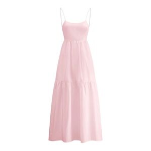Commense Pink Backless Maxi Dress XS Tiered Cotton Blend NWT Spring Summer